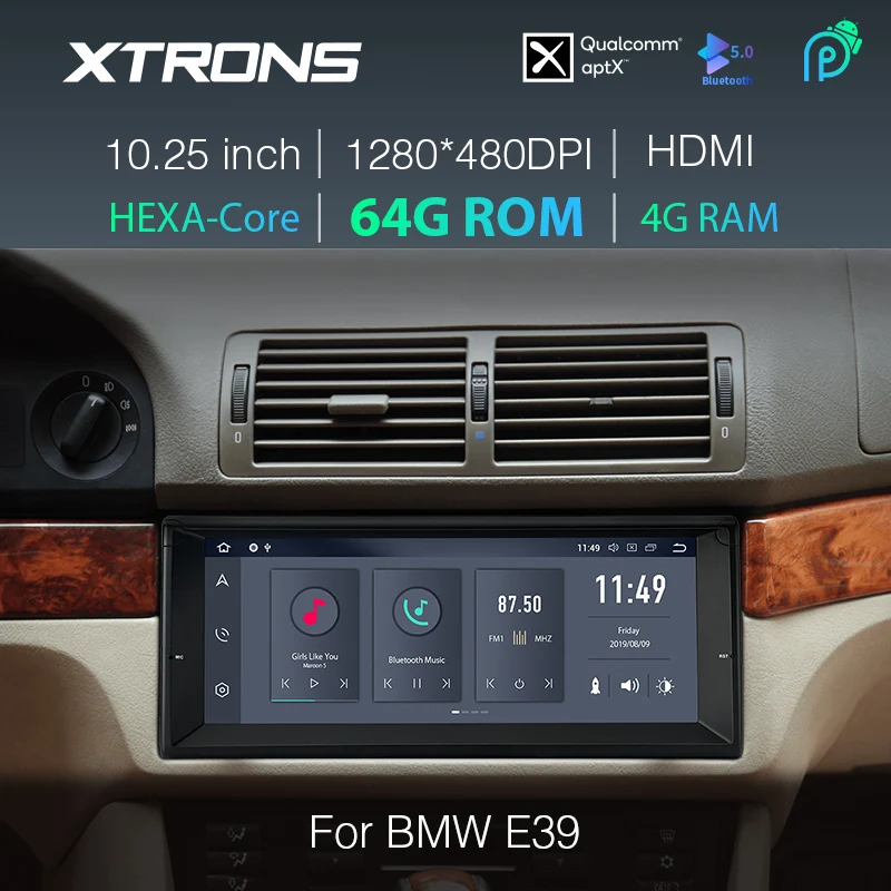 XTRONS 10 25 ''Android 9 0 HEXA core 4 + 64G для BMW E39 1995 2003 мультимедийный приемник GPS