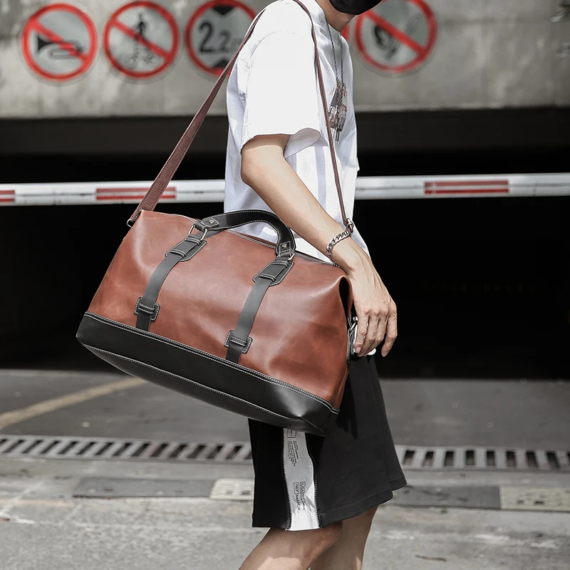 Fashion Men's Travel Bags Luggage Waterproof Suitcase Duffel Bag Big Large Capacity Casual High-Capacity PU Leather Handbag | Багаж и