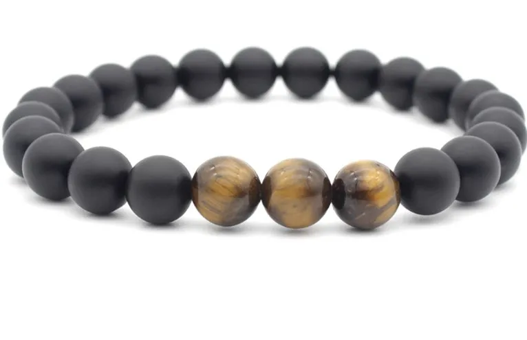 8 мм we2 эластичная нить Йога желтый тигро глаз камень черный матовый оникс