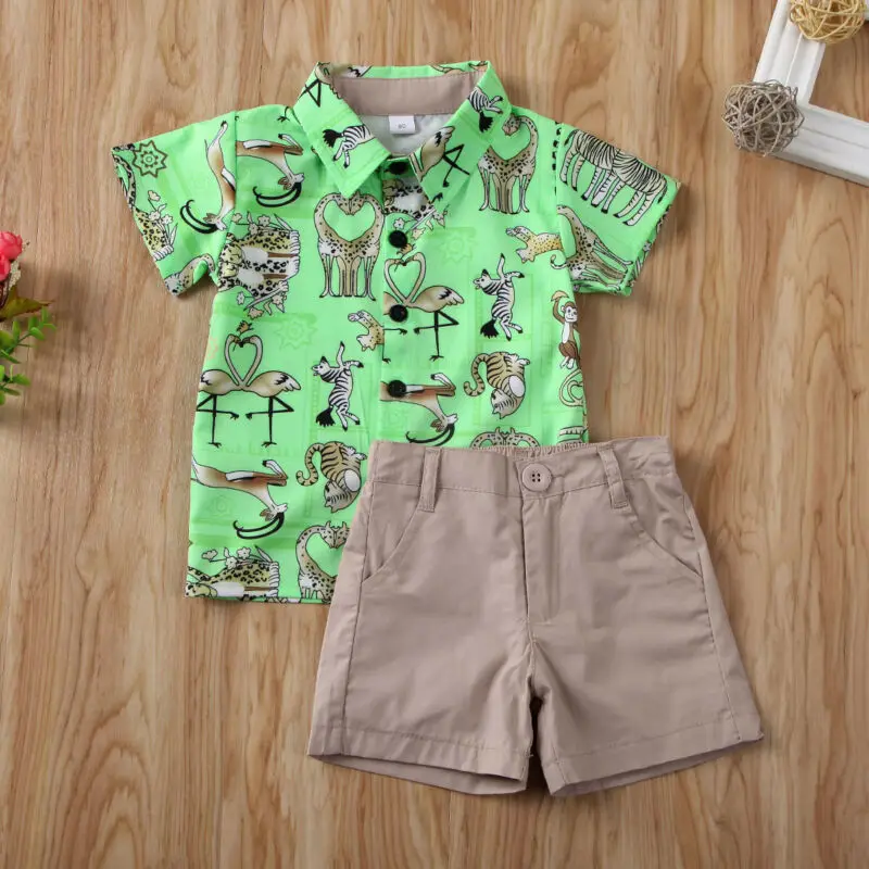 От 1 до 6 лет комплекты летней одежды для маленьких мальчиков однобортный Топ с