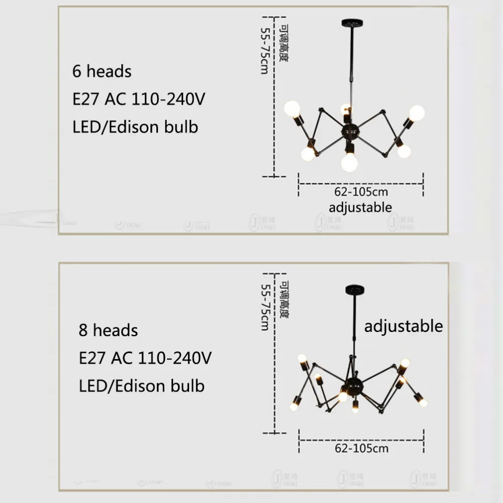 Современные подвесные светильники в стиле арт-деко паук с 6/8/10/12 насадками