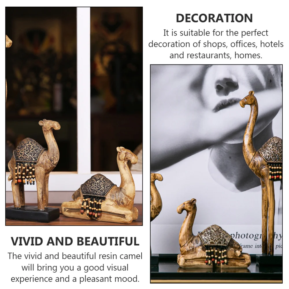 

1pc Vivid Resin Camel Decoration Artificial Wooden Resin Desktop Camel Decor