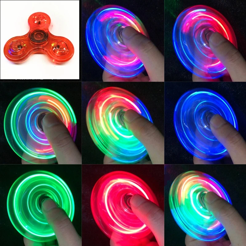 

Transparent LED Light Fidget Spinner Hand Top Spinner EDC Spiner Finger Stress Relief Toys Kids Adult Toy P15C