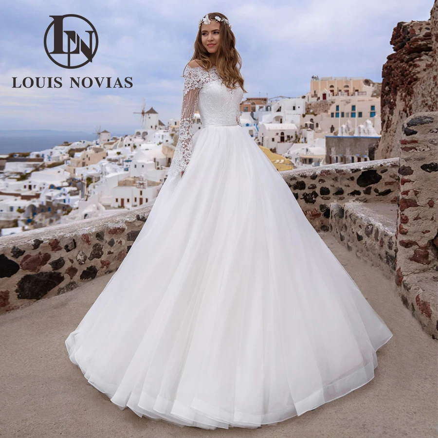 

LOUIS NOVIAS Ball Gown Wedding Dresses For Women 2024 Boat Neck Embroidery Flare Sleeve Princess Wedding Gown Vestidos De Novia