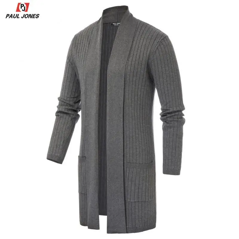 Мужской свитер с длинным рукавом и воротником шалью от PAUL JONES вязаный открытой