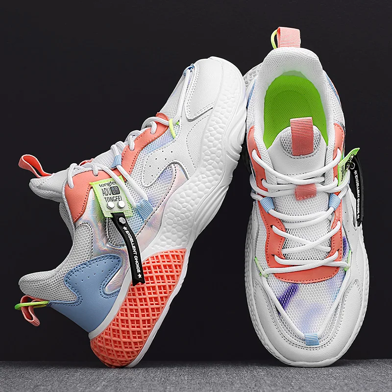 

Color-blocking thick-soled Young girl Women Outdoor Sports Shoes Non-Slip on Mesh Breathable Fashion Sneakers