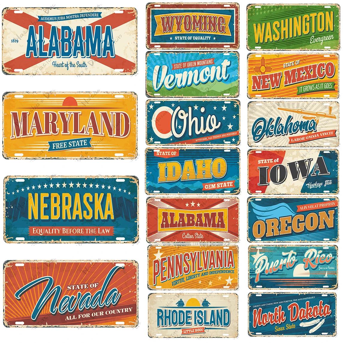 

Американские штаты для путешествий металлический налет знаки Ретро гранж настенная тарелка клуб паб бар домашнее промышленное украшение