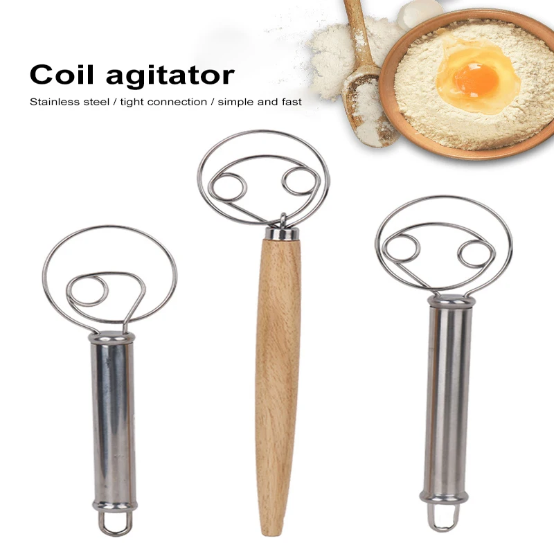 

Hand-held Wood Handle Flour Mixer 10 Inch Coil Mixing Stick Baking Danish Dough And Pasta Hand Tool Kitchen Baking Supplies
