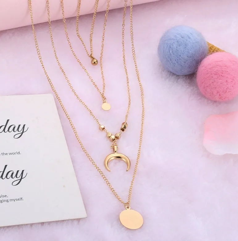 Богемное винтажное многослойное ожерелье с кулоном в виде карты мира и Луны