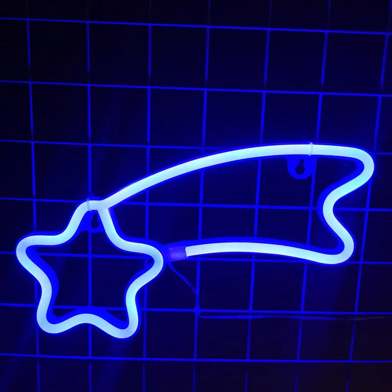 

Christmas light Meteor Stars Led Neon Light Shooting Star Neon Sign Night Lamp Wall Hanging Neon Lamps Home Decor Birthday Gift