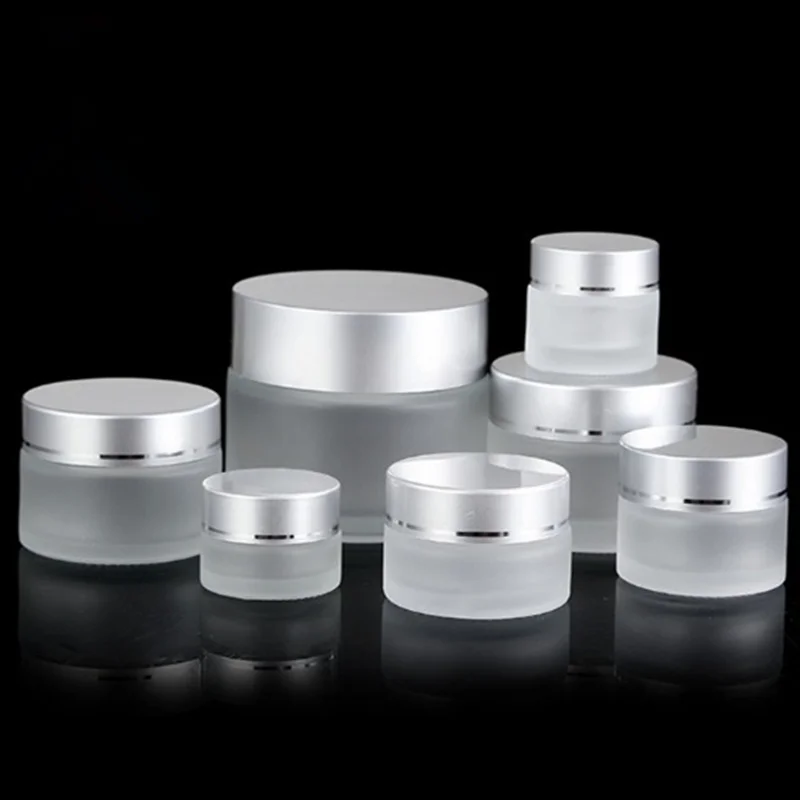 

Frosted Glass Refillable Bottles Empty Cosmetic Jar Container Eyeshadow Cream Lotion Perfume Bottles