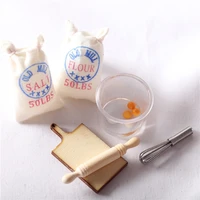 hot sale doll house diy hut doll house mini food accessories model two bags flour rolling pin toy dongzhur dollhouse miniatures