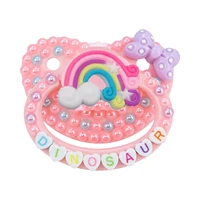 abdl adult baby pacifier %e2%80%8bpink rainbow pacifier ddlg customizable text baby dummy little space silicone pacifier and accessories