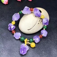 exquisite natural purple lavender amethyst irregular rough polished pendant bracelet charm energy healing crystals bracelets
