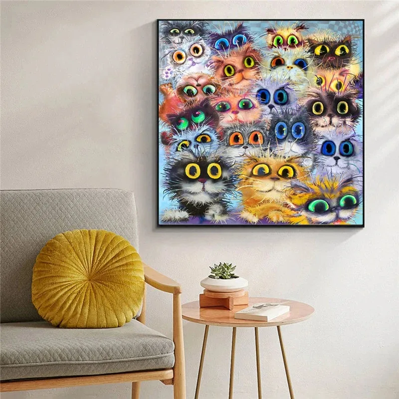 

Canvas Painting Colorful Cute Cats for Living Room Kids Room Decoration Wall Art Pictures Animal Posters and Prints Home Decor