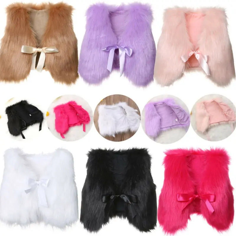 Жилет из искусственного меха для маленьких девочек жилет детское теплое зимнее