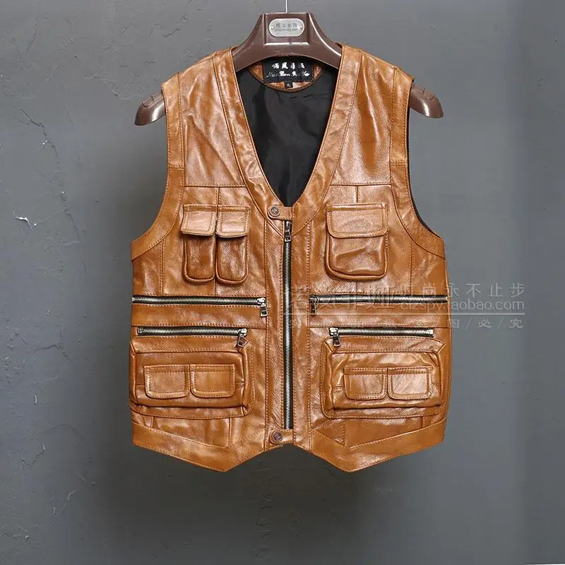 2018 брендовый жилет из натуральной коровьей кожи мужской меховой для фотографии