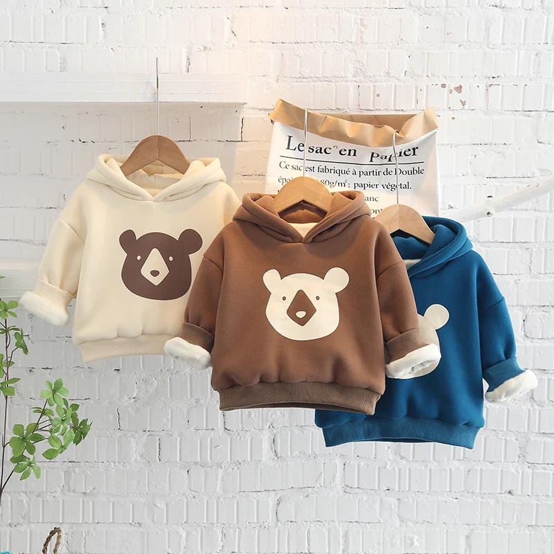 

0-5 Year Winter Boy Girl Clohing Sweatshirts 2021 New Warm Thicken Kid Children Baby Toddler Boy Girl Outerwear Sweatshirts