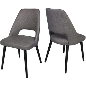 Modern Dining Room Chairs Set of 2 400 LBS Heavy Duty Leather Chair with Upholstered Vinyl Seat Grey Sand Beige
