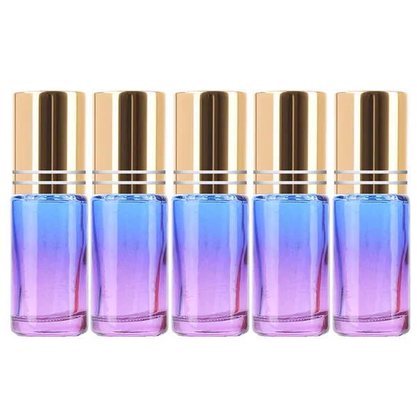 06 5ML 5PCS Aihogard 5 шт. 10 мл/5 мл градиент цвета толстое стекло рулон на эфирное масло пустая парфюмерная бутылочка роликовый шар для путешествий Несессеры - Цвет: 06 5ML 5PCS