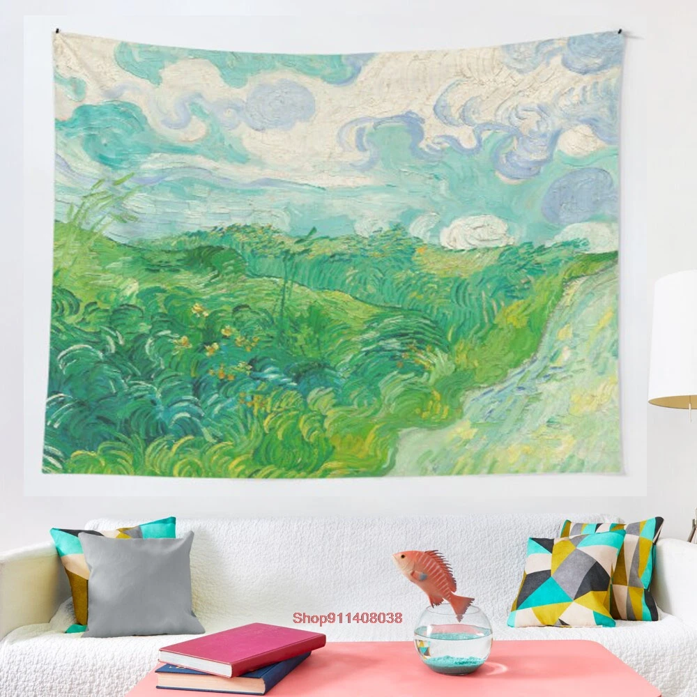 

Зеленые пшеничные поля авверы Винсент Ван Гог гобелен настенные гобелены для гостиной пляжное полотенце одеяло