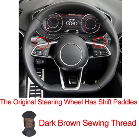 Shift paddDark Brown Ручное шитье автомобиль рулевое колесо крышка Volant замша для Audi R8 TT TTS- TT RS - Название цвета: Shift paddDark Brown