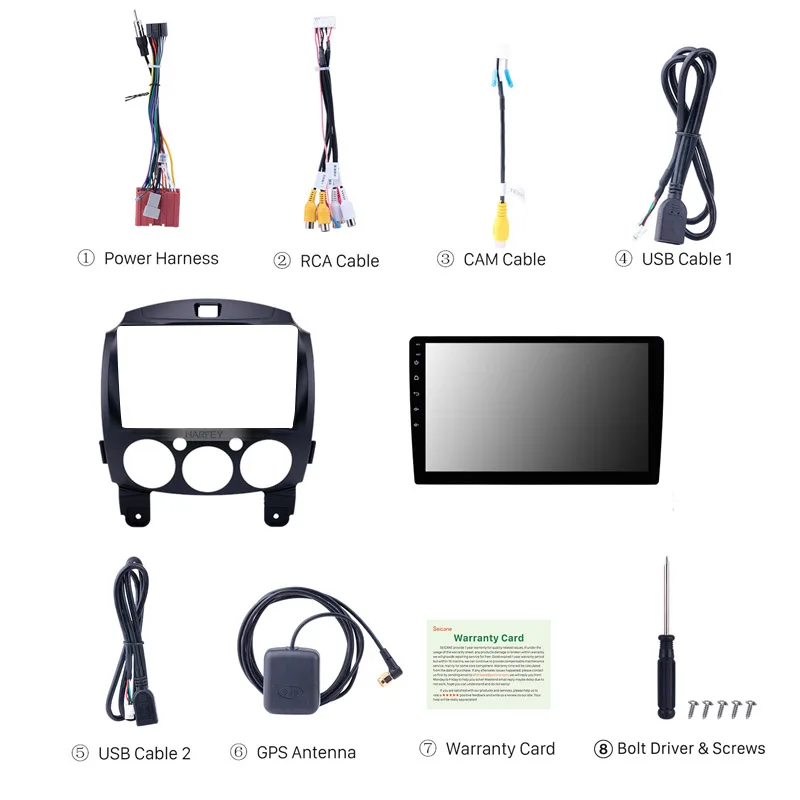Зазор Harfey радио GPS Android 8 1 9 дюймов для 2007-2014 MAZDA 2/Jinxiang/DE/третьего поколения с Bluetooth USB