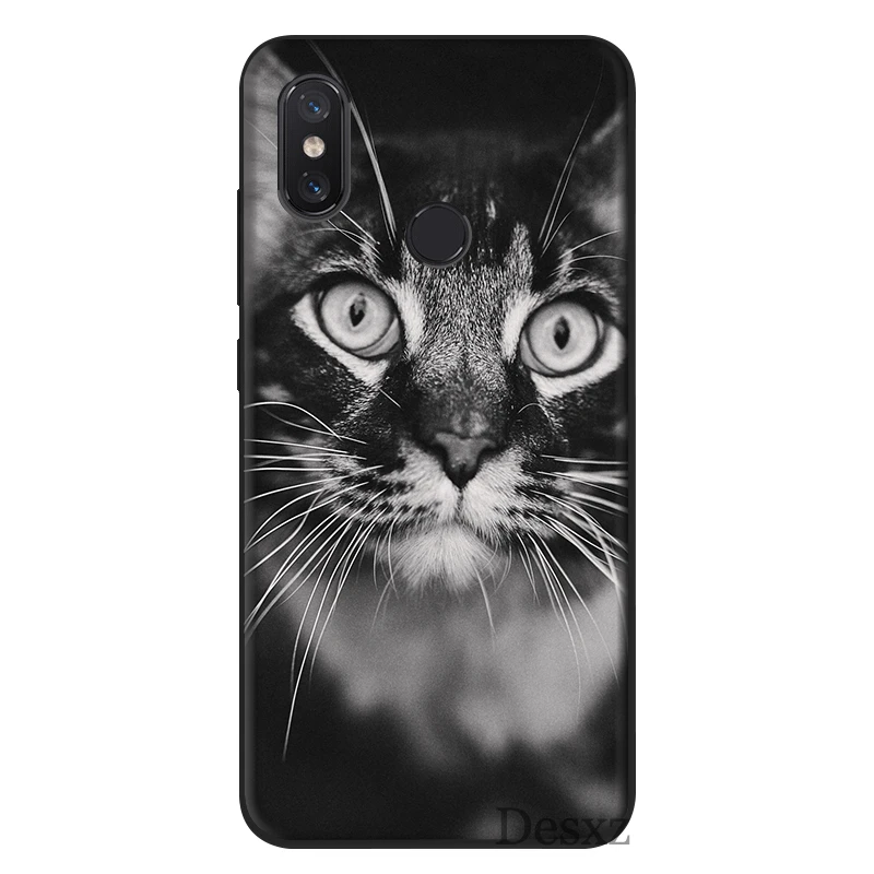 Mobile Phone Case Silicone For Xiaomi Mi 8 Lite A1 A2 9 Redmi Note 5 6 7 Pro 6A 4X F1 Cover Black Cat Staring Eye On |