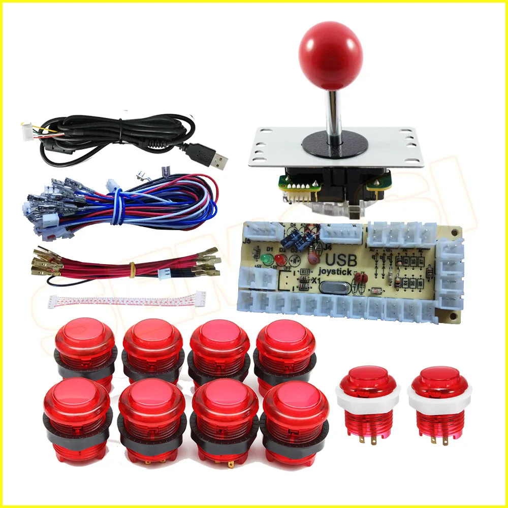 LED Аркады DIY части 2x нулевой задержки USB энкодер 2x8 способ джойстика 20x подсветкой