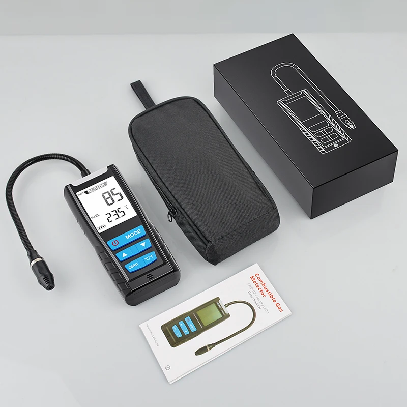 

LCD Gas Analyzer Meter Automotive Combustible Gas Sensor Detector Air Quality Monitor Gas Leak Detector with Sound Shock Alarm