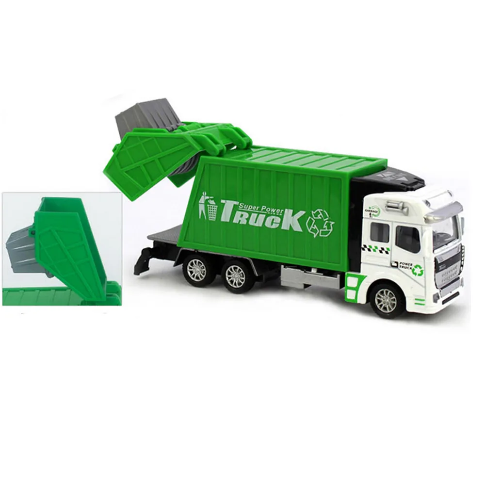 Большой зеленый мусоровоз в масштабе 1:48 игрушки детский автомобиль для чистки