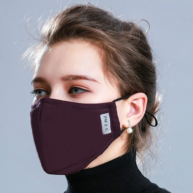 Хлопок PM2.5 черная маска для рта Анти-пыль маска фильтр с активированным углем ветрозащитный Рот-муфельные бактерии доказательство маски для лица для защиты от гриппа уход