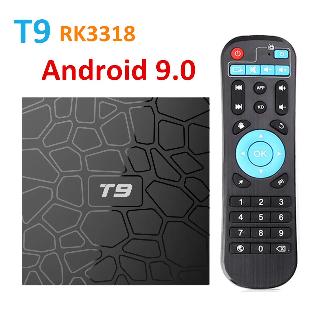 T9 Android 9 0 ТВ коробка 4 Гб оперативной памяти 32 встроенной 64 ГБ Смарт с двумя
