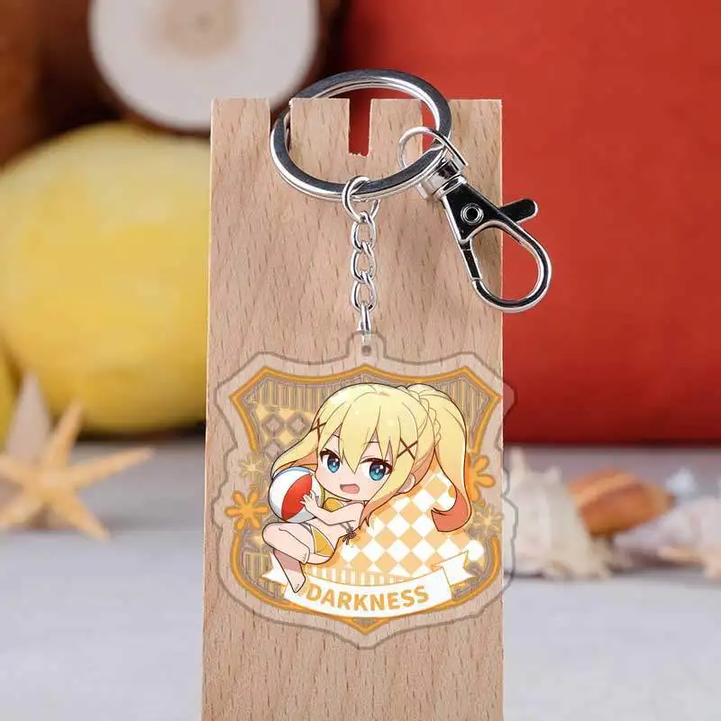 Anime Kono Subarashii Sekai Ni Syukufuku Wo Keychain Cartoon Figure Megumin Aqua Darkness Acrylic Bags Pendents Keyring | Украшения и