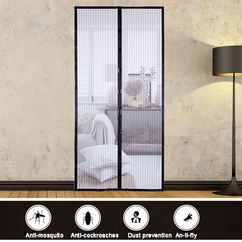 Шторы с сеткой от комаров и насекомых сетчатые занавески магнитной застежкой