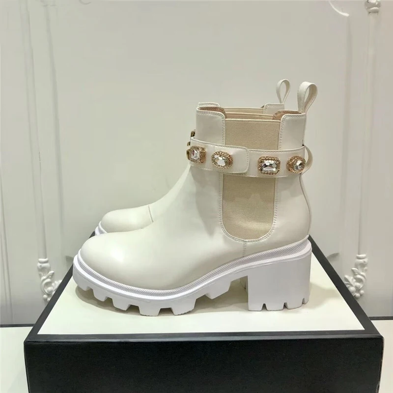 

Small short boots high-heeled leather shoes counter the same purchase Martin boots thick-heeled fashion women's shoes