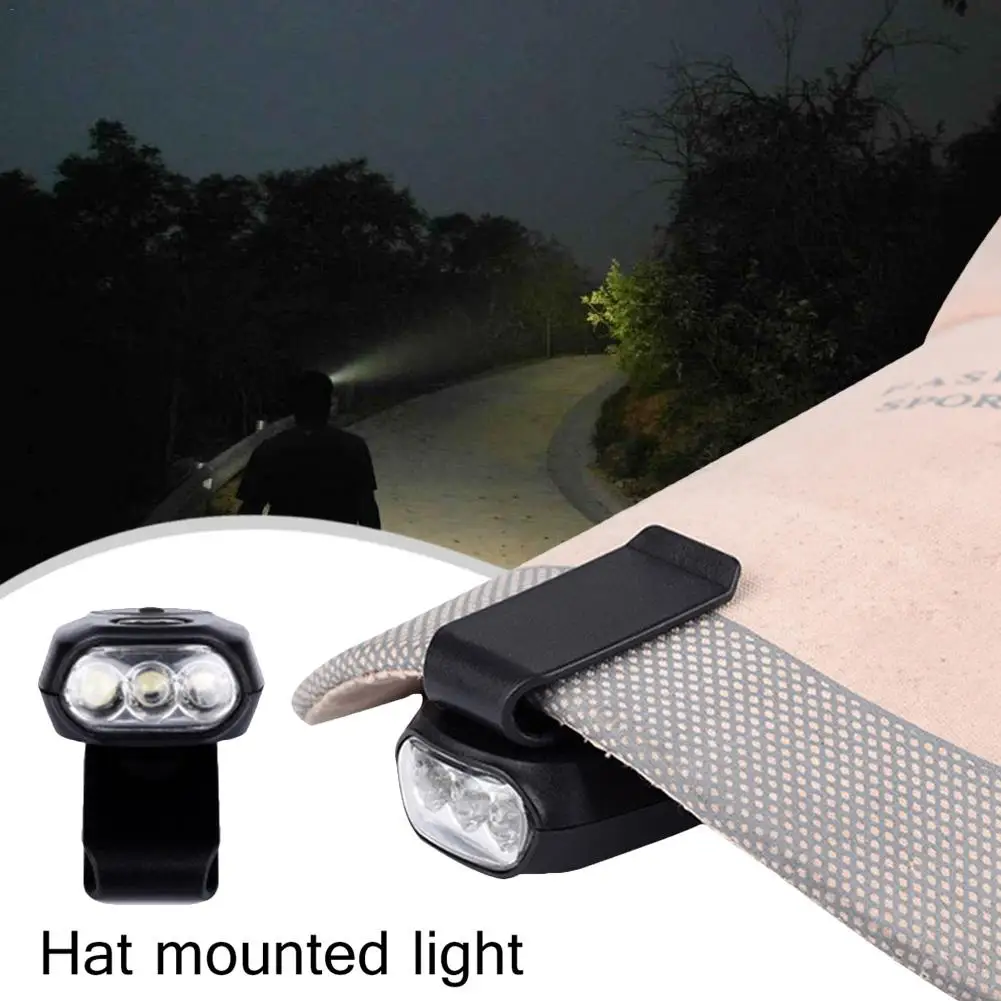 

Outdoor 3LED Headlamp Sport Hat Portable Head Lighting Lamp Baseball Cap Lamp Hat Clip Light For Camping Fishing Hiking Torch