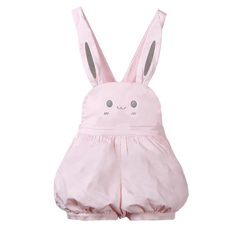 

Pink Kawaii Overalls Girl Summer Rompers Cute Bunny Lantern Shorts Lolita Palysuit Cute Rabbit Japanese Suspender Strap Jumpsuit