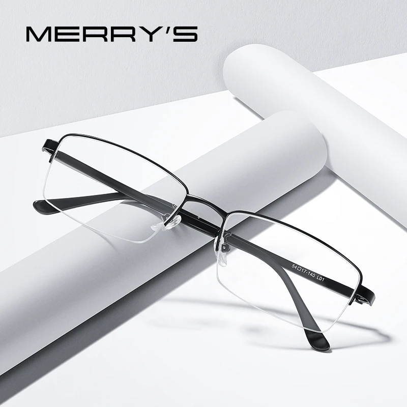 

MERRYS DESIGN Men Titanium Alloy Glasses Frame TR90 Legs Myopia Prescription Eyeglasses Business Optical Frame S2209