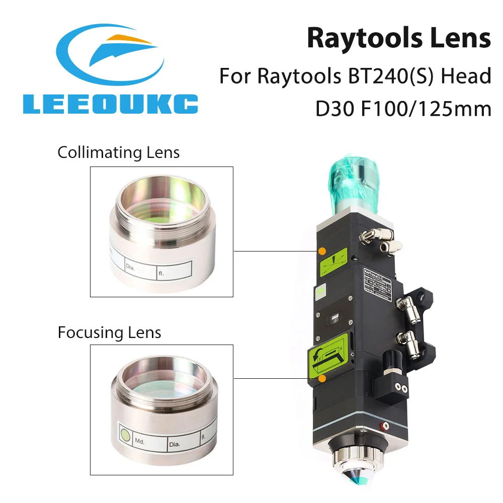 LEEOUKC Raytools Collimator&ampFocus lens D30 F100/125mm for Bodor fiber Laser Cutting Head BT230 BT240 BT240S 0-2KW/4KW | Инструменты