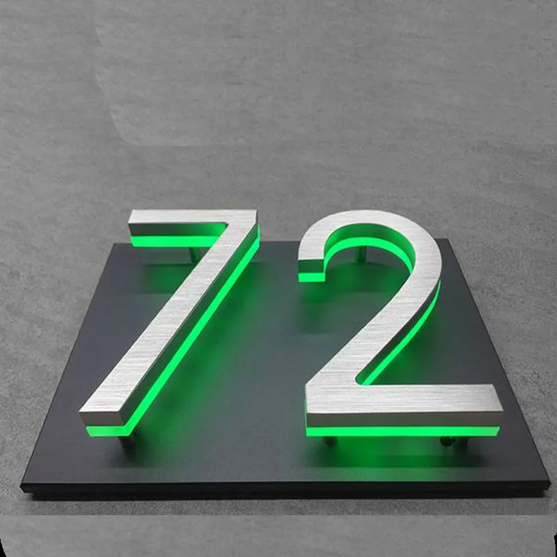 Табличка светодиодная из нержавеющей стали с металлическим освещением