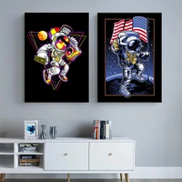 funny spaceman astronaut cartoon posters and prints colourful planet canvas paintings for home decor wall art pictures frameless