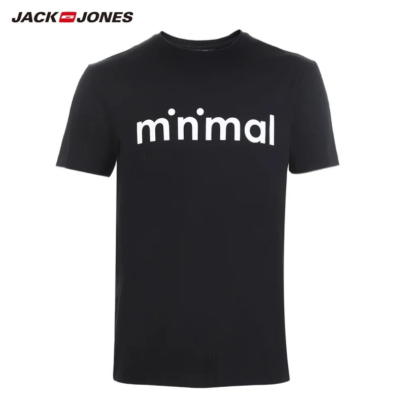 JackJones Мужская футболка с короткими рукавами 100% хлопок 3D принт буквами прямой крой