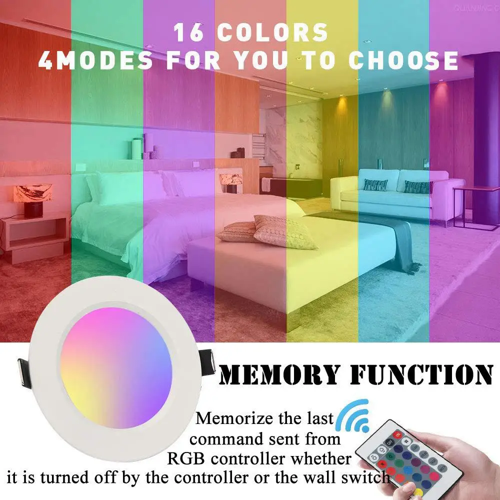 

Ultra Bright Round LED Downlight AC85-265V 10W Aluminum RGB LED Down Light Ceiling Recessed Spot Light with Remote Controller