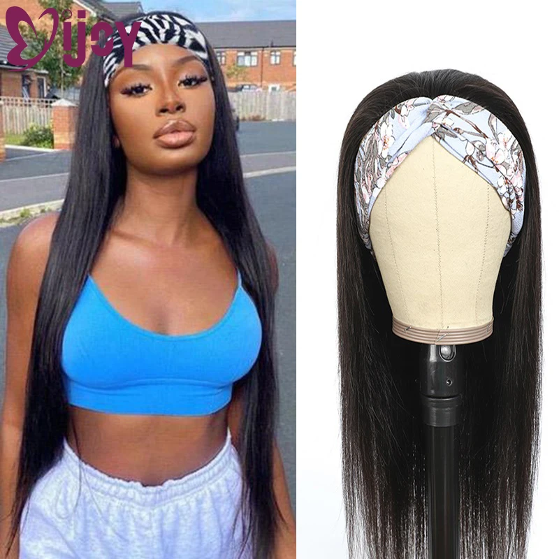 Парик с головной повязкой Длинные прямые Полный фабричного производства парики