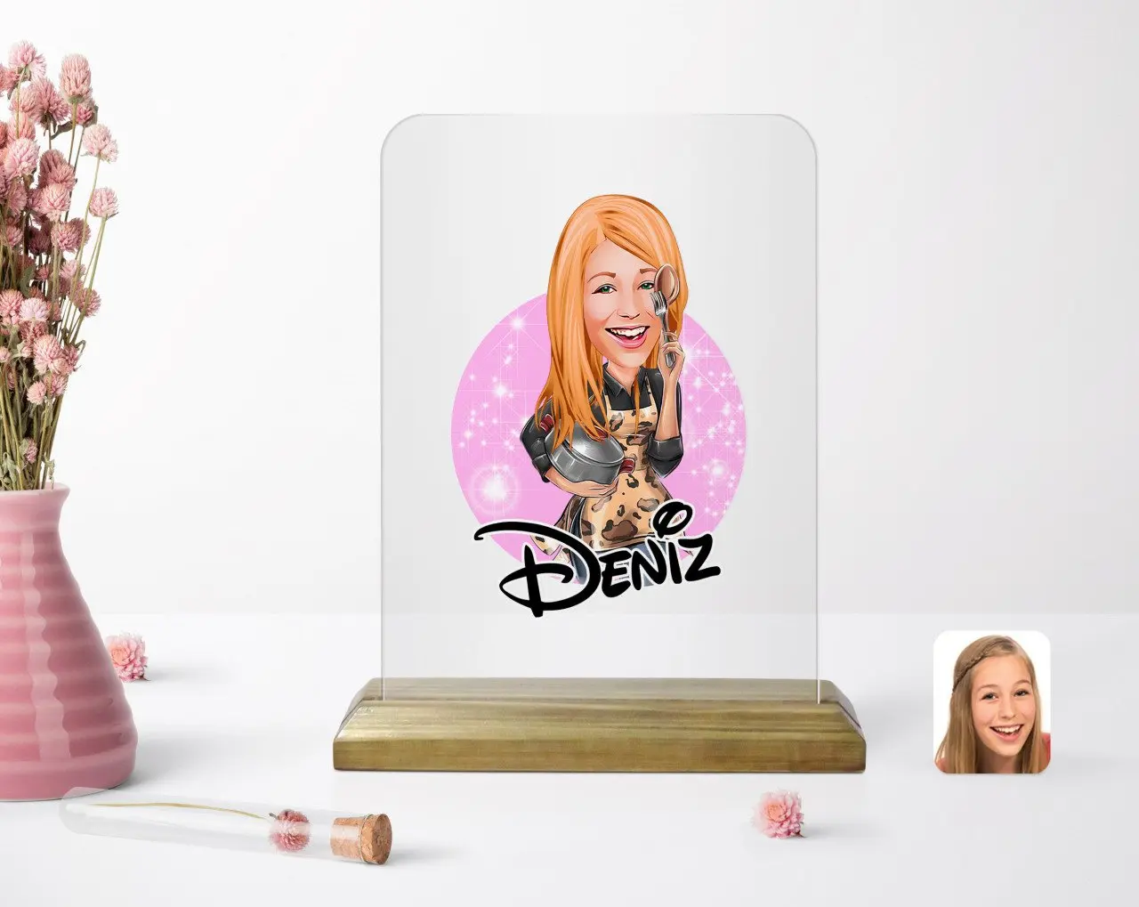 

Персонализированные Для женщин 'S Cook» из сериала «во все карикатура деревянная стойка Çerçeve-2