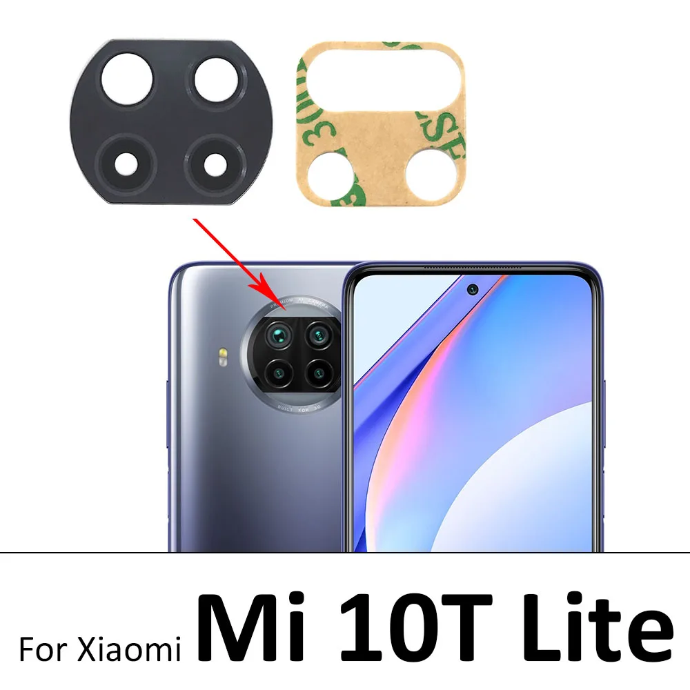 

Стеклянная крышка для объектива задней камеры Xiaomi Mi 10T Lite, 2 шт./лот, с клейкой наклейкой