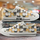 Кеды FORUDESIGNS для женщин, Вулканизированная плоская подошва, с мультяшным принтом кошки, повседневные кроссовки, плоская подошва