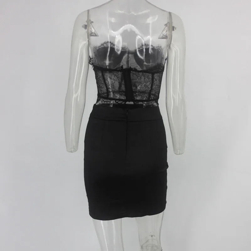 Женские вечерние Платья-мини Fuedage облегающее кружевное платье с разрезом без