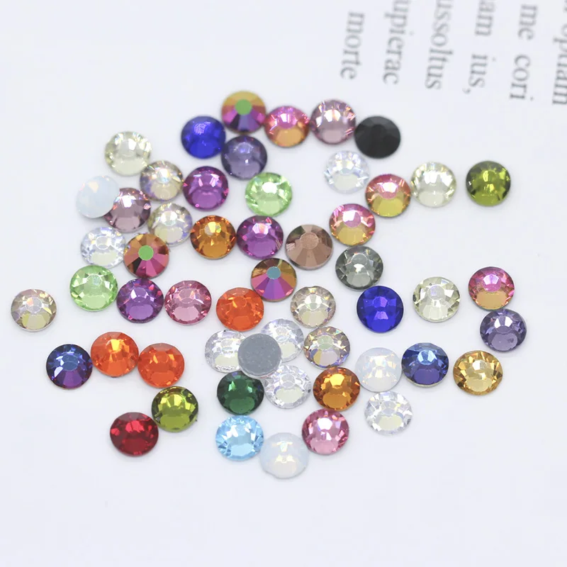 randomly mix colors 144p 5A SS12-ss30 41-Цвета гладить на Стразы с прямой основой с украшением в виде кристаллов Стразы с плоской задней частью, горячая фиксация, супер яркие Стразы Стекло камень для одежды ремесло - Цвет: randomly mix colors